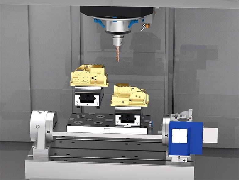 Paleta neumática de cambio rápido en aplicación de máquina de 4 ejes